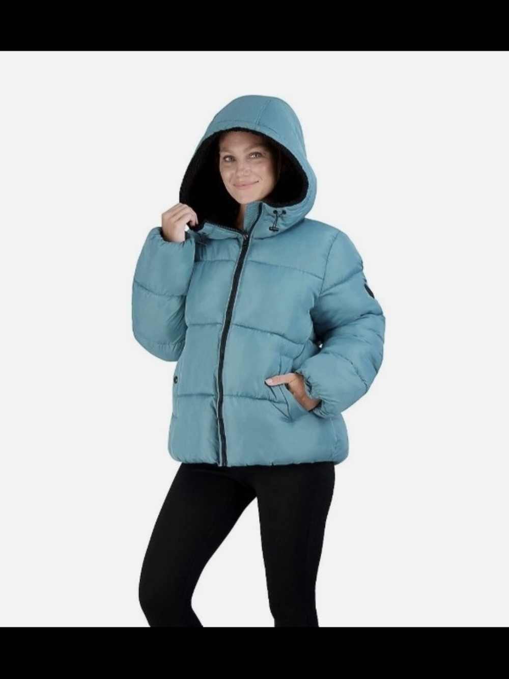 Madden Girl Junior Short Dusty Blue Puffer Jacket Size L
